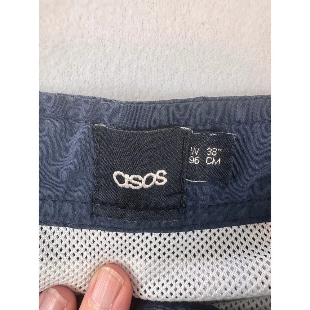 ASOS Swim Shorts 38 Navy Mesh Lined Quick Dry Beach Vacation Classic Trunks